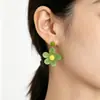 Pendientes Florales Coreanos de Moda, Estilo Popular en Línea, Pendientes Acrílicos Versátiles Color-Blocking Inspirados en Hyuna para Mujer, Estilo Playa