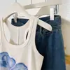 Elegante Chaleco Retractor de Senos con Tirantes y Estampado de Orquídeas Pequeñas para Mujer en Verano, Versátil Chaleco Corto Ajustado sin Mangas Estilo Hot Girl