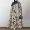 Ropa de Talla Grande para Mujer Transfronteriza Estampada de Manga Larga Holgada Reductora de Edad Falda Larga Amazon Nueva Moda Vestido para Mujeres Gorditas