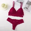 Comércio Exterior Transfronteiriço Conjunto de Lingerie Sexy Sutiã com Costas Abertas de Renda Calcinha Sutiã de Triângulo Feminino Roupa Íntima Feminina