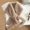 Súper Cálido~ Bufanda para Mujer en Otoño e Invierno Tela Ins Etiqueta de Tela Estilo Coreano Versátil Cruzada Imitación Piel Conejo Rex Piel Felpa Protector de Cuello