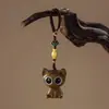Pingente de Bolsa de Corda USB para Celular Personalizado Gato Sândalo Chaveiro Pingente Corda Criativa Tecida à Mão Corrente para Carro