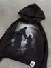 Sudadera con capucha Y2K Estilo Street Art Transfronterizo Europeo y Americano Estilo Pintado a Mano Versión Holgada Impresa Estilo Retro de Mediados de Siglo