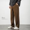 Pantalones de chenilla para hombre, sueltos, rectos, de pierna ancha, drapeados, para otoño e invierno, pantalones deportivos negros informales con forro polar grueso para invierno