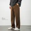 Pantalones Gruesos de Chenilla Forrados de Polar para Hombre, Holgados de Pierna Recta Pierna Ancha Caídos Casuales Pantalones Deportivos Negros, Talla Grande Modernos