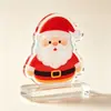 Decoraciones personalizadas para base de árbol de Navidad acrílicas para comercio electrónico transfronterizo, decoraciones transparentes de Papá Noel y muñeco de nieve pequeñas para escritorio DIY
