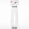 Jeans acampanados negros de corte slim para hombre, estilo American high street, versátiles y estilizan, disponibles en tallas grandes, pantalones rectos holgados, blancos en stock