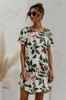 Vestido de manga curta com gola redonda de algodão e linho com estampa floral, recomendado para a primavera e o verão de 2021, estação independente eaby, comércio exterior