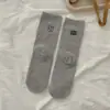 Nuevos calcetines de otoño e invierno estilo coreano ins, a media pantorrilla, con bordado de cachorro de dibujos animados y la letra AB en el talón, asimétricos para pies izquierdo y derecho