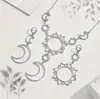 Xiyin Europeo y Americano Más Vendido Retro Dios del Sol y Diosa de la Luna Asimétrico Exagerado Set de Pendientes y Collar de Luna y Sol