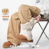 Xu Xing Zhe Calça de Algodão com Plus Veludo Outono Inverno 2026 Adolescente Solta Retrô Calça Casual Masculina Perna Reta Calça Longa de Esqui