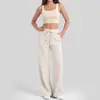Conjunto de Yoga Verão Juyitang de Cintura Alta Emagrecedor para Mulheres com Bojos Integrados para Corrida, Esportes, Treinamento e Fitness