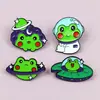 Insignias Metálicas de Animales de Dibujos Animados, Broches Lindos de Rana Astronauta, Decoraciones de Bolsas de Pareja Modernas y Versátiles