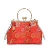 Bolsas Femininas Transfronteiriças 2026 Nova Bolsa Concha com Fecho Bordado Design de Nicho Bolsa de Ombro com Corrente para Noite com Laço