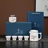 Set de Té de Jade Estilo Chino de Alta Gama Cerámica Una Tetera Cuatro Tazas Evento de Reunión Anual de Empresa Regalo de Negocio