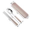 Trigo aço inoxidável portátil Tableware Set Estudante Outdoor Tableware Spoon Fork Chopsticks Three-piece Advertising Gift