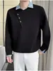 Moletom com gola de camisa, estilo americano moderno, marca da moda, falso conjunto de duas peças, para homens e mulheres, resistente, modelagem solta, casual, versátil, adequado para casais