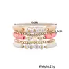 Elegante e Personalizado Estilo Simples Coração de Pêssego Letra Love Argila Macia Trançado Elástico Pulseira Feminina Conjunto de Cinco Peças