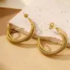 Pendientes de aro de acero inoxidable con explosiones transfronterizas para mujer, pendientes de anillo hidráulico redondo de temperamento de moda, venta al por mayor de fábrica de pendientes