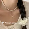Cadena para Clavícula Estilo Blogger Ins Coreano, Mismo Estilo, Plata de Ley S925, Collar de Perlas Estilo Ab, Simple y Versátil