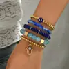 Pulsera de Concha de Palma con Ojo de Diablo y Perlas con Diamantes Ojo Turco Azul Ojo de Gato Pulsera Transfronteriza Más Vendida para Mujeres