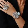 Pulsera Anillo de Flor Metálica Transfronteriza Europea y Americana, Pulsera Declaración Simple y Única, Set de Joyería de Gama Alta de Nicho para Mujeres