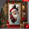 Cubierta de Puerta Navideña Temu Papá Noel Rompiendo el Muro Atmósfera de Llegada Fiesta Festiva Entrada de Puerta Tela Colgante de Bienvenida