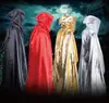 Fantasia Cosplay de Halloween Adulto Crianças Capa Lantejoulas Douradas Prateadas Capa de Mago Demônio Morte Fantasia