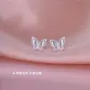 Pendientes de botón de mariposa revoloteando con pasador de plata de ley 999 Lujo Ligero Temperamento Suave Pendientes con Sensación de Alta Gama Joyería para Orejas Versátil de Nicho