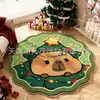 Tapete Decorativo Redondo de Natal Festivo Feriado Vermelho Capacho de Natal Sala de Estar Mesa de Centro Almofada de Sofá Estudo Pé