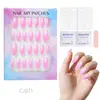 24 Peças de Unhas Postiças Usáveis para Adultos Produtos Acabados Transfronteiriços Patches de Manicure de Alta Qualidade Manicure Amêndoa Removível Atacado