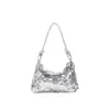 Bolsa de Luxo para Mulheres, Lantejoulas Brilhantes, Strass, Bolsa de Mão com Nó para Braço/Ombro, Bolsa Meia-Lua, Bolsa para Festival de Música/Jantar