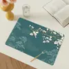 Tapete de Chá Estilo Chinês Floral Impermeável à Prova de Óleo Secagem Rápida para Xícara de Chá Tapete de Mesa em Couro PU Venda por Atacado em Estoque Secagem Rápida