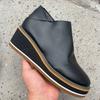 Otoño e Invierno Nuevos Botines Comercio Exterior Transfronterizo Talla Grande Zapatos de Mujer Europeos y Americanos Punta Redonda Suela Gruesa Tacón de Cuña Cremallera Lateral Botas Casuales