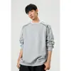 Sudadera con capucha de manga larga de algodón de alto gramaje 400 g, deconstruida, con remaches, talla grande, para hombre, capa base de estudiante