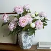 Peonía de simulación al por mayor industria pesada simulación estilo nacional peonía flor falsa adornos para el hogar y bodas arreglo floral para sala de estar
