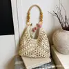 Bolso Tejido de Paja de Verano para Mujer 2026 Nuevo Estilo Vacaciones en la Costa Playa Calado Bolso Tote de Hombro Único Bolso Cesta Tejida