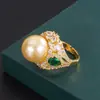 Anillo de moda retro con incrustaciones de oro blanco y cuentas 2022 nuevo transfronterizo europeo y americano con diamante 16 mm
