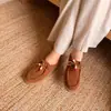 158-1 Sapatos de Cadarço em Couro Nobuck Estilo Retrô para Mulheres, Decorativos Coloridos com Contas, Solado Macio, Confortáveis, Casuais