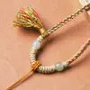 Collar con Cuerda de Algodón Frotada a Mano Tibetana, Cuerda para Lanyard, Amuleto de Ámbar Wenwan, Cuerda para Thangka, Tejido a Mano con Lanyard, Estilo Étnico