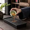 Juego de té Kung Fu para uso doméstico con un gaiwan y dos tazas, juego de té de cerámica simple para invitados, tazas de té y bandeja para té seco