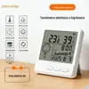 Medidor de Temperatura e Umidade de Alta Precisão com Tempo Interno Doméstico Magnético Embutido Multifuncional Tela Grande Medidor de Temperatura e Umidade