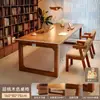 Mesa de Sala de Estar Extra Longa de Madeira Maciça Mesa de Leitura Estudo Mesa Dupla de Escritório para Casa Mesa de Sala de Estar Estação de Trabalho