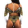 Traje de baño milagroso negro nuevo comercio exterior europeo y americano bikini dividido estampado multicolor manga larga sexy 8032
