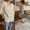 Toma real en stock: Cárdigan versátil de estilo coreano para vacaciones con bordado pesado floral tridimensional de manga larga Camisa protectora solar de estilo francés para mujer