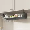 Prateleira de Armazenamento para Cozinha Pendurada sob o Armário de Parede, Organizador Pendurado para Garrafas de Temperos e Potes, Suporte Multifuncional para Filme Plástico Sem Furos
