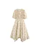 Vestido de Verano con Diseño de Nicho Cruzado Europeo y Americano, Estilo Vacacional, Floral Francés, Estampado Irregular para Playa para Mujer