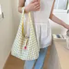 2025 Bloques de Color a Cuadros Estilo Fresco Gran Capacidad Bolso de Hombro para Estudiantes y Viajes Cotidianos Poliéster Versátil Casual