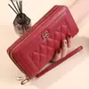 Nueva Cartera Larga para Mujer Estilo Coreano Simple Doble Cremallera Gran Capacidad Billetera para Monedas Múltiples Ranuras para Tarjetas Cartera Bolsa para Teléfono Móvil