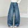 Calça jeans feminina primavera e outono 2026 nova estilosa e moderna calça solta para meninas mais velhas, calça curva, transfronteiriça